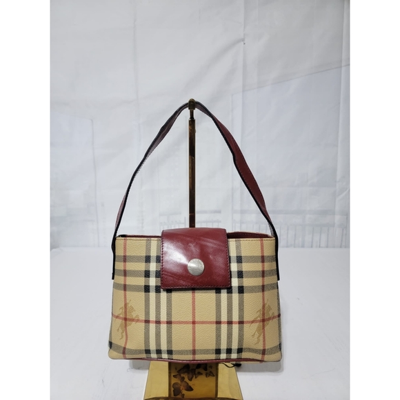 Burberry haymarket pattern Shoulder Bag Beige/Dark red - Picture 1 of 12